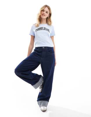 Tommy Jeans Floral Varisty Logo T-shirt In Blue