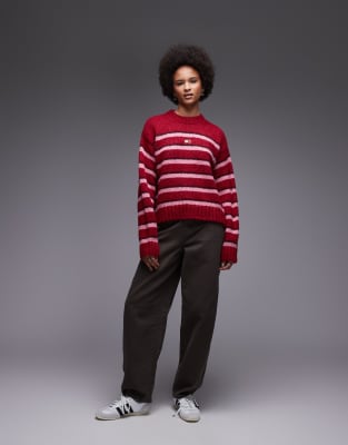 Tommy Jeans Fluffy Badge Sweater In Red