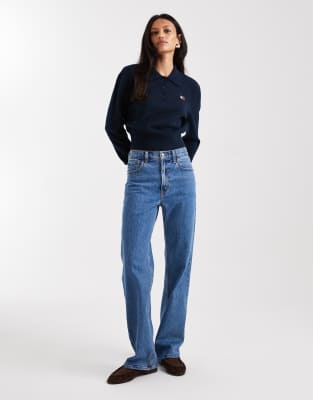 Tommy Jeans Fluffy Polo Sweater In Blue