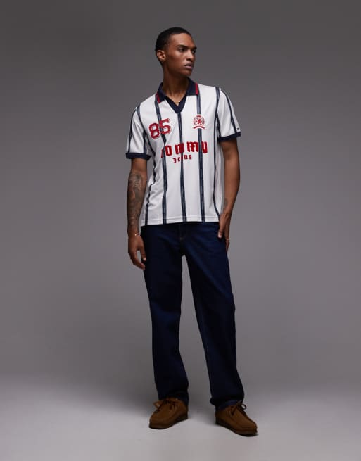 Tommy Jeans football polo shirt in white, 2 of 5