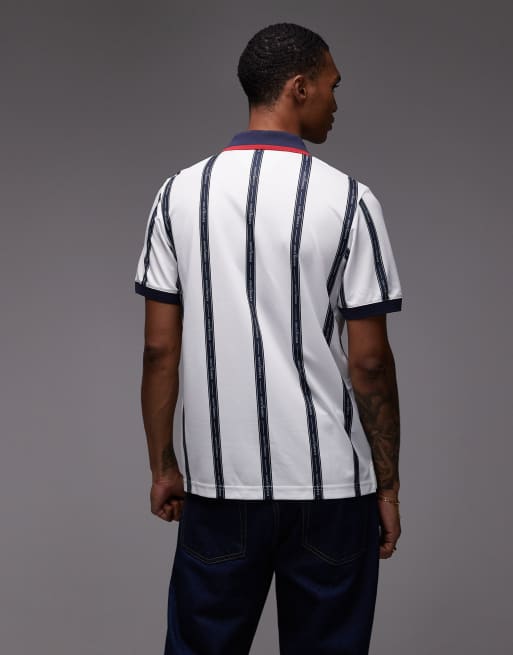 Tommy Jeans football polo shirt in white, 3 of 5