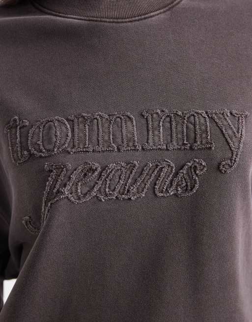 Tommy Jeans - Forvasket brun sweatshirt med falmet effekt og firkantet pasform, 4 af 4