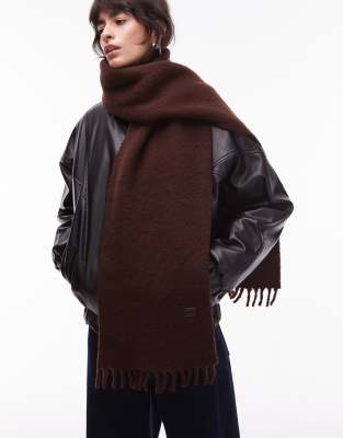 Tommy Jeans - Fransenschal in Schokobraun-Brown