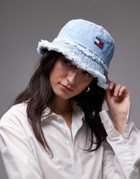 Tommy Jeans frayed denim bucket hat in light blue - view 1