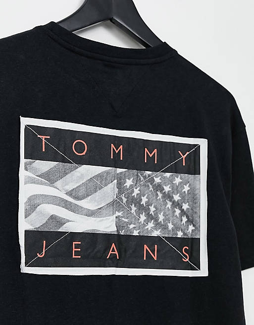 Tommy Jeans front and back flag logo t-shirt in black