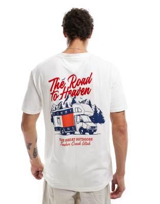 fun outdoors back print t-shirt in white