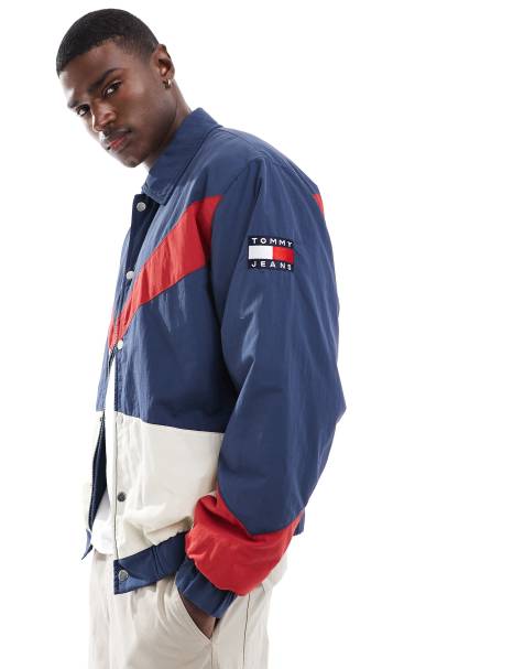 Tommy Jeans Game Day coach jacket in colourblock navy - view 1