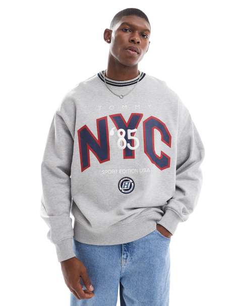 Tommy Jeans Game Day large logo sweatshirt in grey - view 1