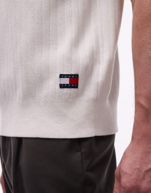 Tommy Jeans - Gebreid poloshirt in crème, 4 van 5