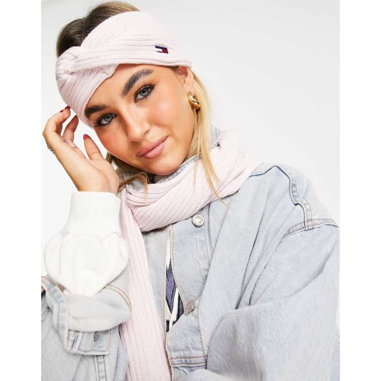 Tommy Jeans Gebreide hoofdband in roze ASOS