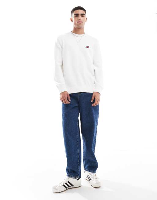 Tommy Jeans - Gebreide trui met logobadge in wit