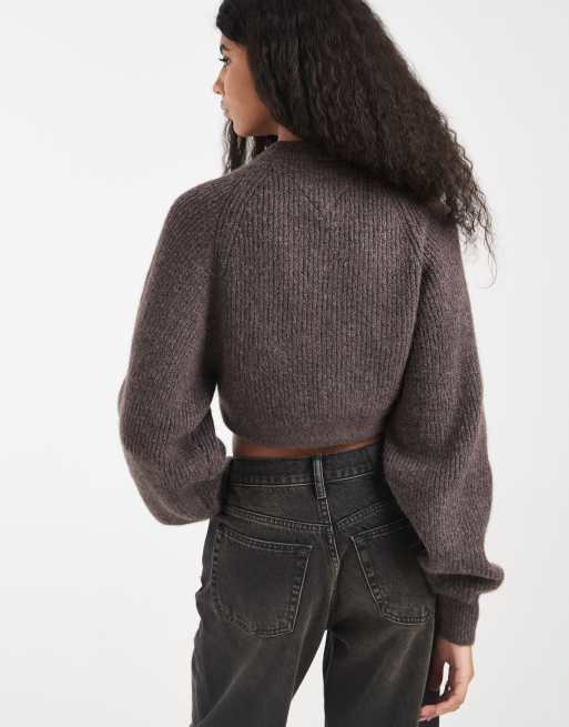 Tommy Jeans - Gebreide trui van alpacawol in donkerbruin, 4 van 4