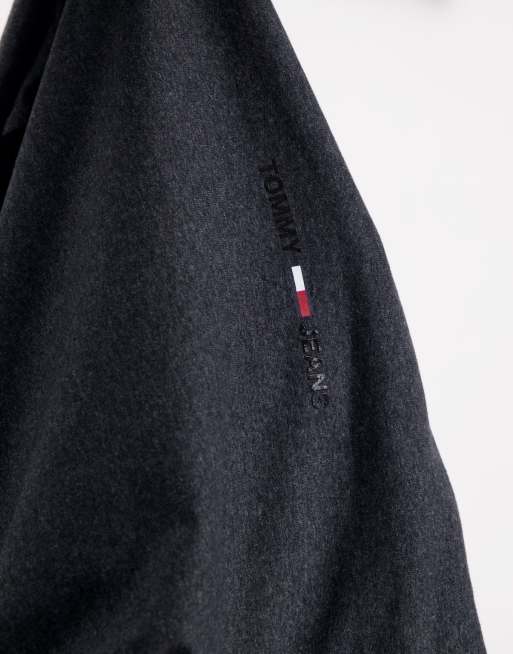 Tommy Jeans gel straight logo print hoodie in black heather ASOS