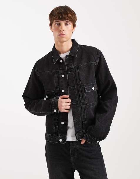 Tommy Jeans - Geplooid denim jack in zwart - view 1