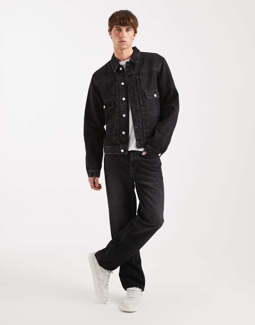 Tommy Jeans - Geplooid denim jack in zwart, 2 van 5