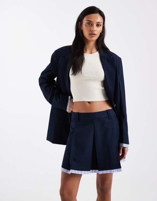 Tommy Jeans - Geplooide minirok in marineblauw, deel van co-ord set, 3 van 5