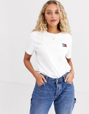 Tommy Jeans - Gerecycled boyfriend T-shirt met badge-Wit