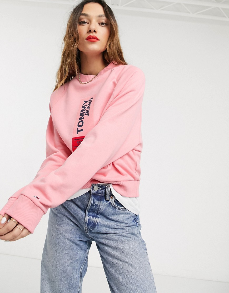 Tommy Jeans - Gerecycled sweatshirt met verticaal logo-Roze