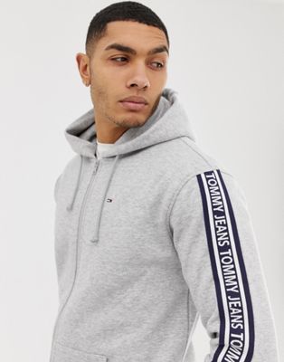 Tommy Jeans - Geribbelde hoodie met logo-Grijs