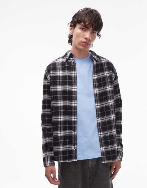 Tommy Jeans - Geruit flanellen overhemd met normale pasvorm in zwart - view 1