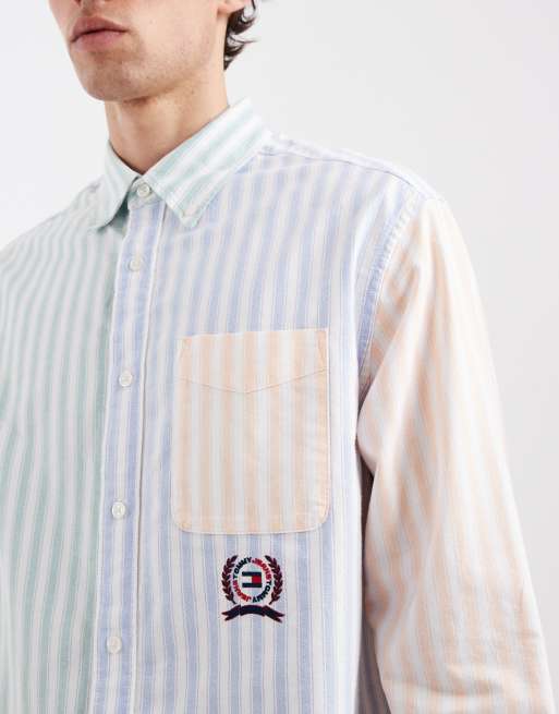 Tommy Jeans - Gestreept Oxford overhemd in blauw en groen, 5 van 5