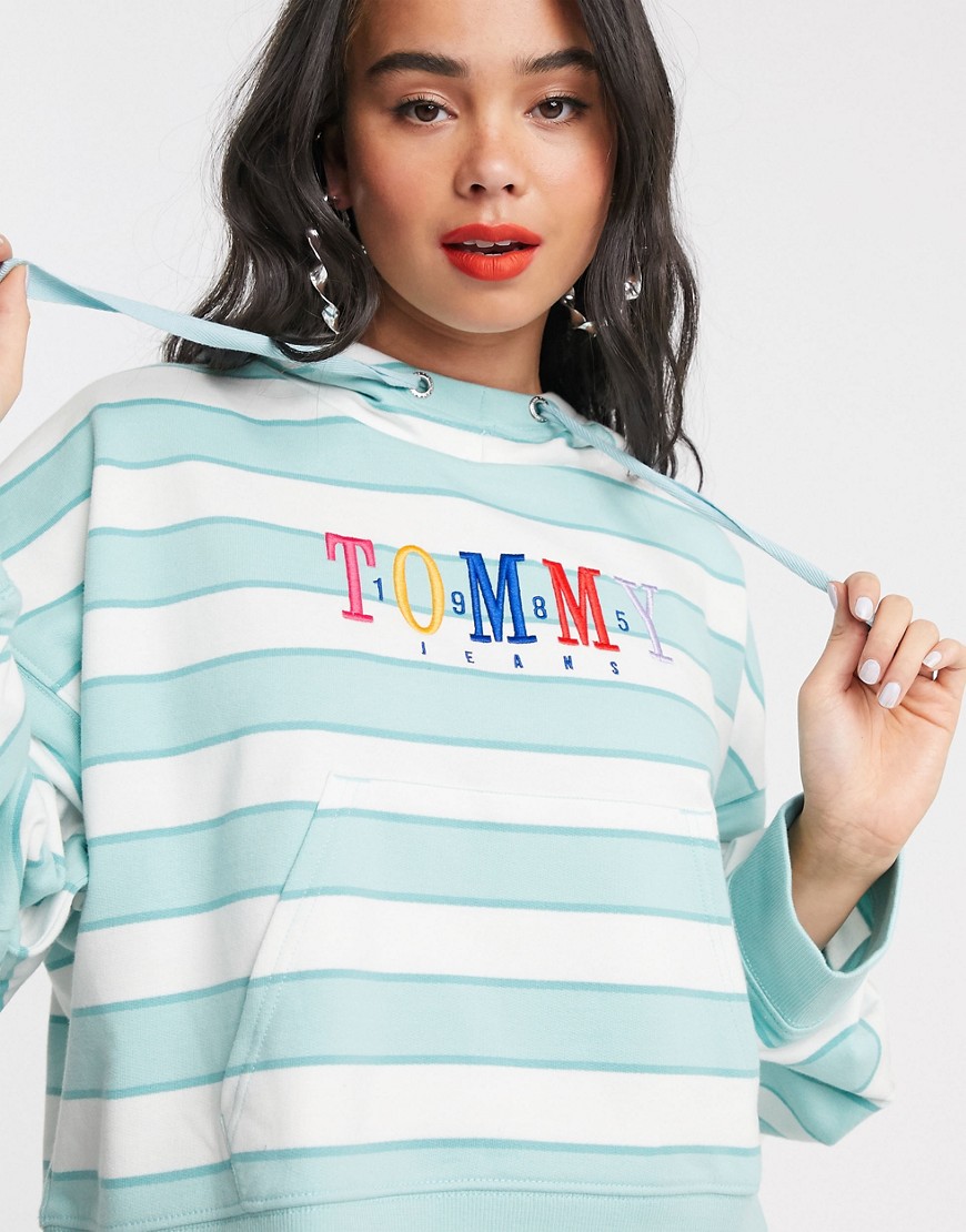 Tommy Jeans - Gestreepte hoodie met logo-Blauw