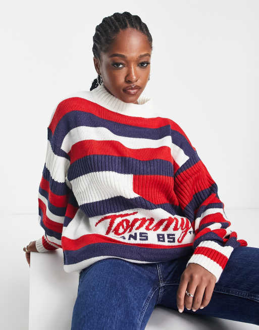 Tommy Jeans Gestreepte trui met logo in multi ASOS