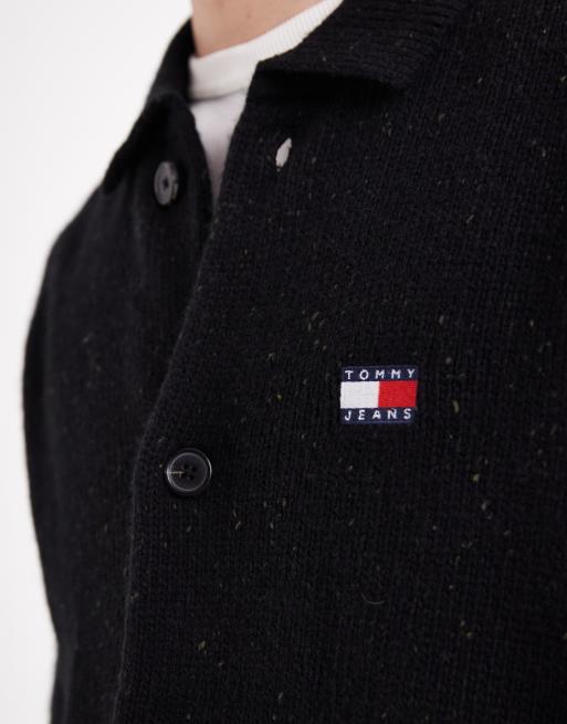 Tommy Jeans – Gestrickte Hemdjacke in Schwarz mit Logo , 3 von 5
