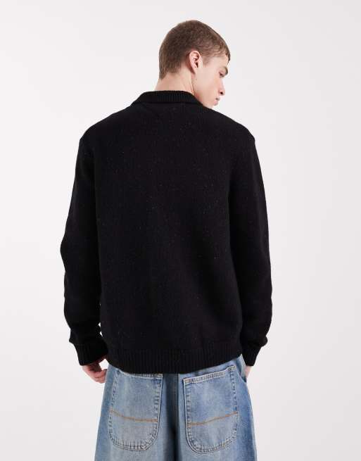 Tommy Jeans – Gestrickte Hemdjacke in Schwarz mit Logo , 5 von 5