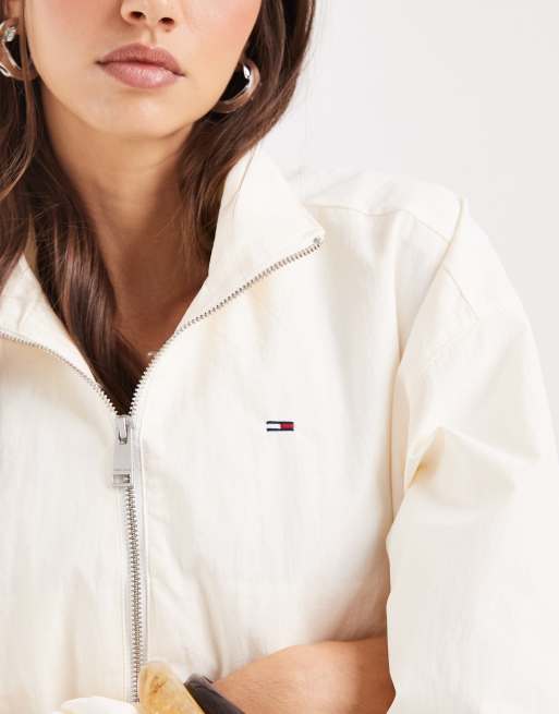 Tommy Jeans - Giacca accollata color crema con laccetti, 3 di 4