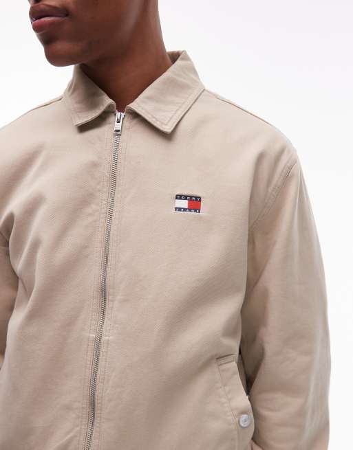 Tommy Jeans - Giacca beige con stampa di bandiera sul retro, 4 di 4