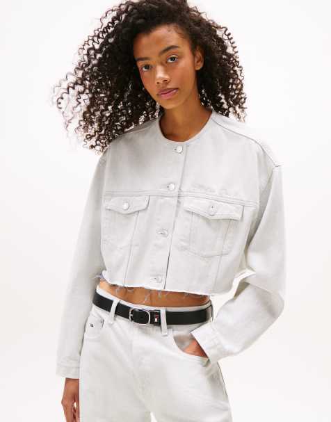 Tommy Jeans - Giacca corta in denim blu lavaggio chiaro - view 1