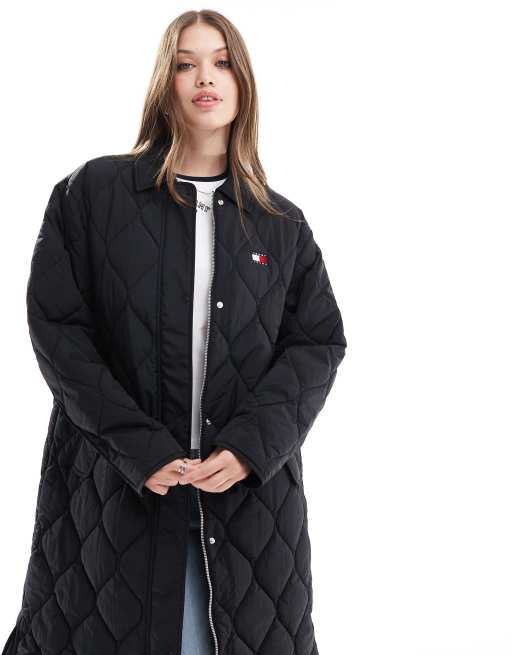 Tommy Jeans - Giacca lunga trapuntata nera, 4 di 4