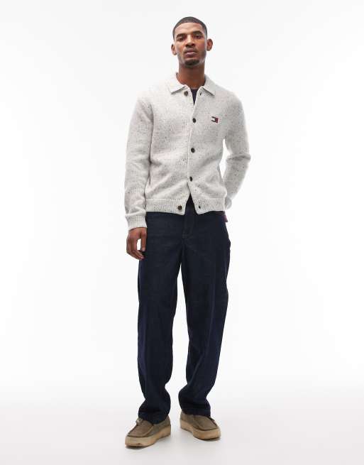 Tommy Jeans - Gilet boutonné en maille à logo sur la poitrine et col - Blanc, 2 de 5