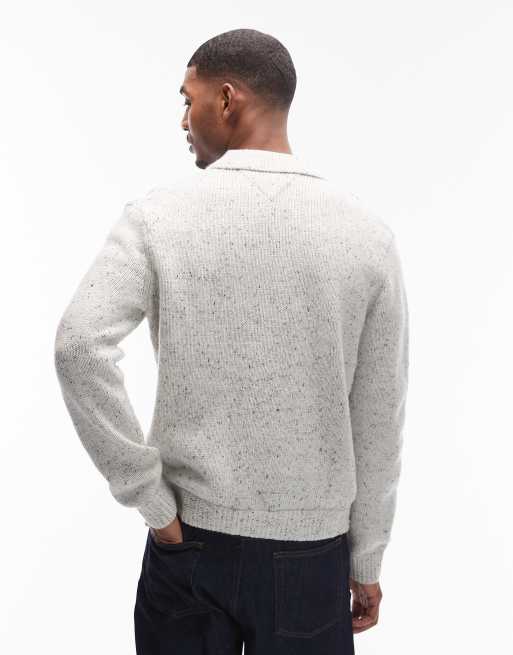 Tommy Jeans - Gilet boutonné en maille à logo sur la poitrine et col - Blanc, 3 de 5