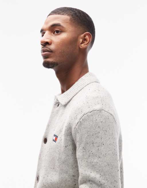Tommy Jeans - Gilet boutonné en maille à logo sur la poitrine et col - Blanc, 4 de 5