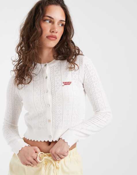 Tommy Jeans - Gilet en maille pointelle - Blanc - view 1
