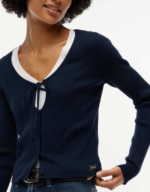 Tommy Jeans gilet extra slim à lien au cou avec logo en bleu foncé, 3 de 5