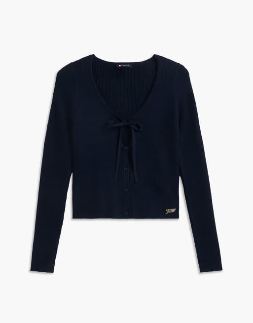Tommy Jeans gilet extra slim à lien au cou avec logo en bleu foncé, 5 de 5