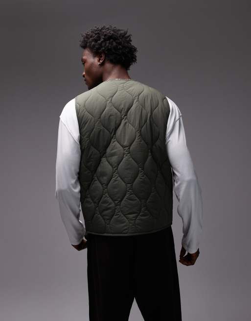 Tommy Jeans - Gilet trapuntato verde kaki, 4 di 4
