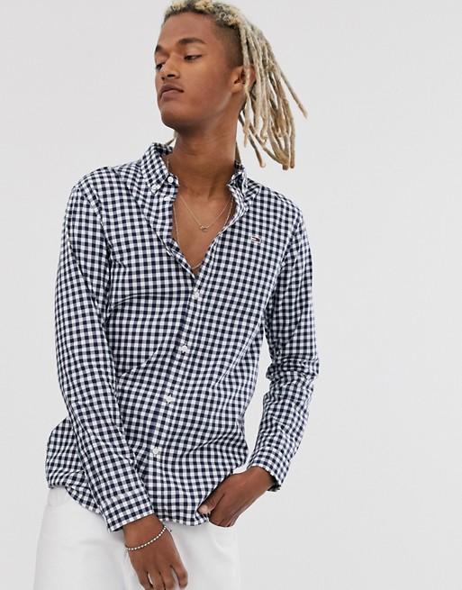 Tommy Jeans gingham shirt in navy with small icon logo