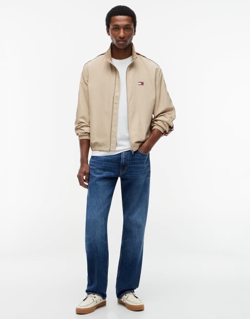 Tommy Jeans Global stripe tape zip-thru jacket in beige, 2 of 7