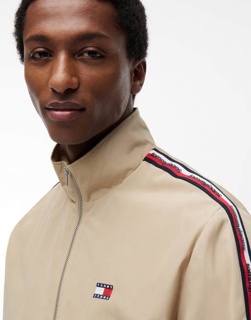 Tommy Jeans Global stripe tape zip-thru jacket in beige, 4 of 7