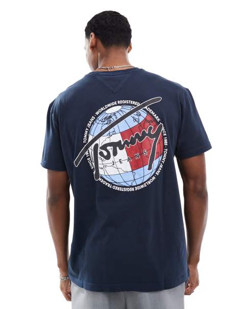 Tommy Jeans globe graphic t-shirt in navy - view 1