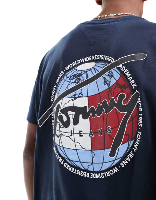 Tommy Jeans globe graphic t-shirt in navy | ASOS