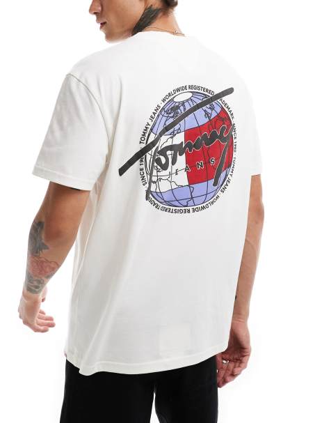 Tommy Jeans globe graphic t-shirt in white - view 1