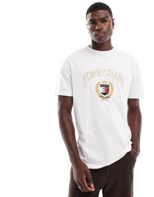 gold crest logo t-shirt in off white