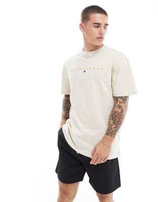 gold linear logo T-shirt in off white-Neutral