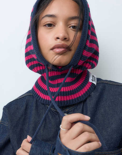 Tommy Jeans gorro de punto con logo en cursiva a rayas rojas, 2 de 5