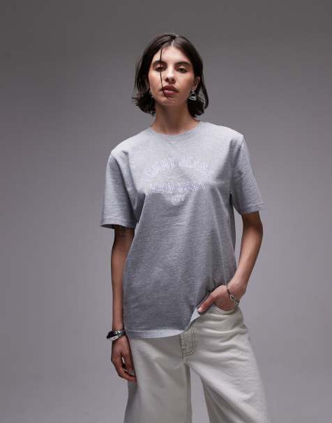 Tommy Jeans – Grå, avslappnad t-shirt med collegelogga - view 1